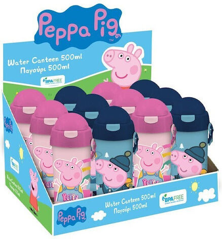 Peppa Pig Kids Water Bottle Peppa Pig Plastic with Straw 500ml (Various Designs/Colours)
