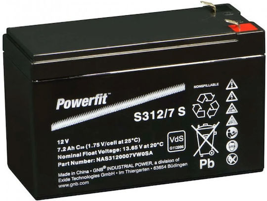 Exide Powerfit Μπαταρία UPS με Χωρητικότητα 7.2Ah και Τάση 12V 1τμχ
