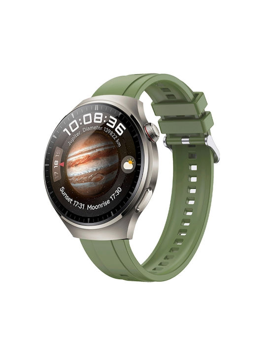 Силиконова каишка за часовник Huawei Watch 4 с шарка на гума, сребриста, зелена