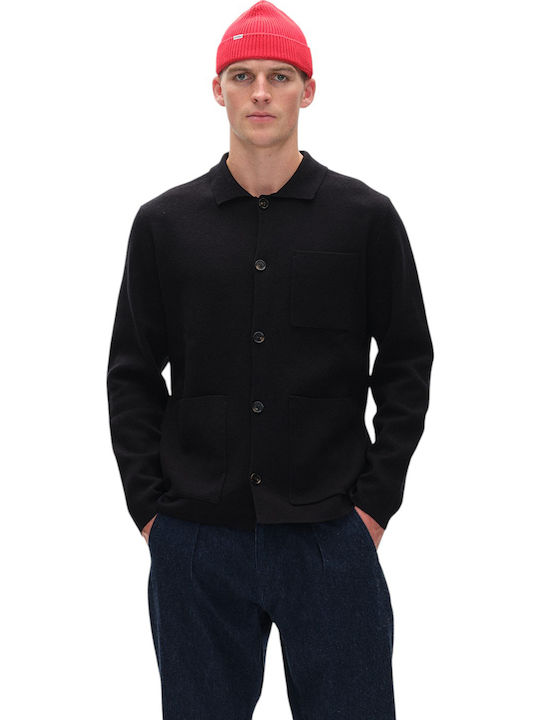 Men's Cardigan with Buttons Black