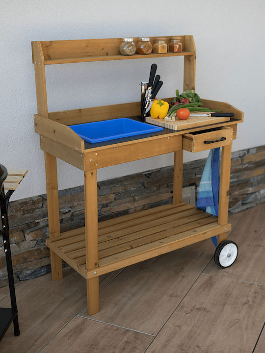 Wooden Masa Bar pentru spații exterioare Βrown and Βlack 94x49x120buc