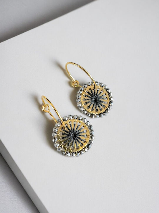 Lifelikes Earrings Hoops Rosettes Radiant Grey Gold Lifelikes Earrings Hoops Rosettes Radiant Grey Gold