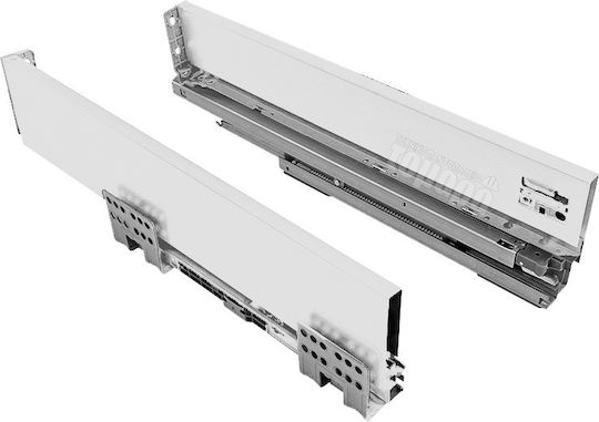 Hugobox Side Drawer Runners with Brake Slim White 167x500mm 2pcs