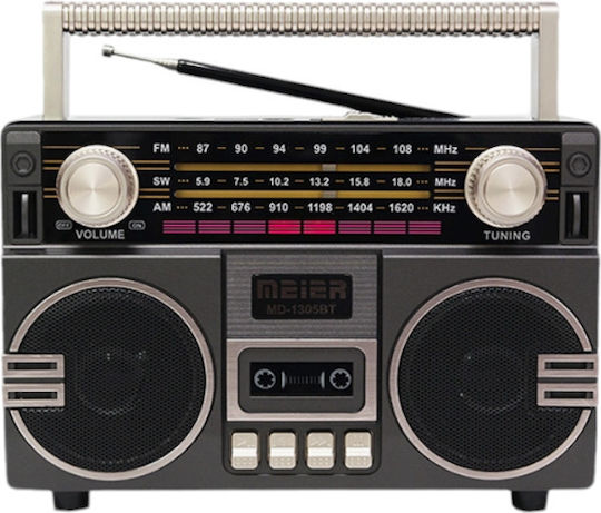 MD-1305 BT Retro Portable Radio Rechargeable with Bluetooth and USB Gray