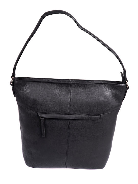 Leder Damentasche Schultertasche Schwarz