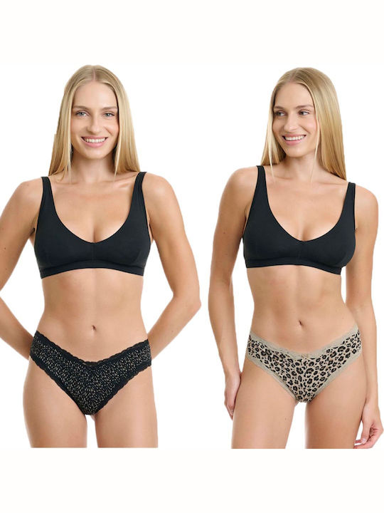 Walk Bamboo Damen Brasilien 2Pack mit Spitze Bl...