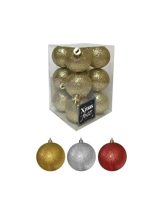 Hanging Ball Ornament Ornament with Glitter 4cm Set 12pcs