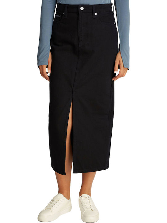 Denim Maxi Skirt Black