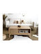 Rectangular Central Coffee Table Klaus Made of Solid Wood with Brown Drawers W100xL50xH43cm
