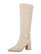 Synthetic Leather Medium Heel Women's Boots Bolie Beige