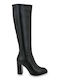 Exe Synthetic Leather High Heel Women's Boots with Zipper Black