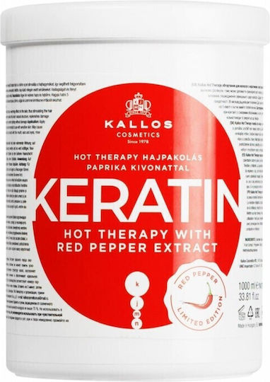 Kallos Keratin Hot Therapy With Red Pepper Extract Hair Mask For Hair Loss With Keratin 1000ml
