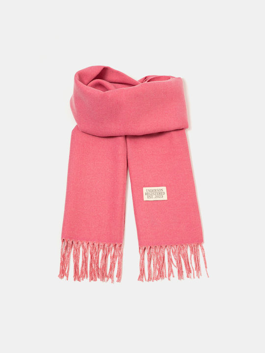 Knitted Scarf with Fringes Pink Pink