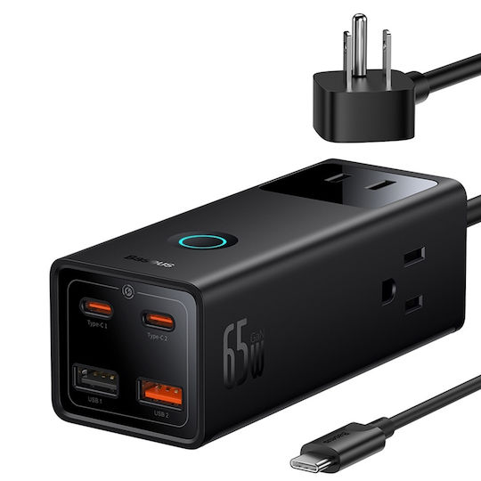 Baseus Suport de Încărcare cu 2 Porturi USB-A și 2 Porturi USB-C 65W în culoarea Negru (PowerCombo Pro)