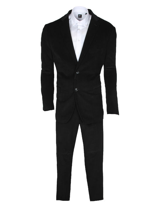 Costum Bărbați cu Croială Normală Negru