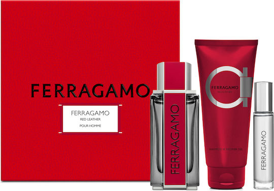 Salvatore Ferragamo Red Leather Ανδρικό Σετ με Eau de Parfum και Shower Gel 3τμχ