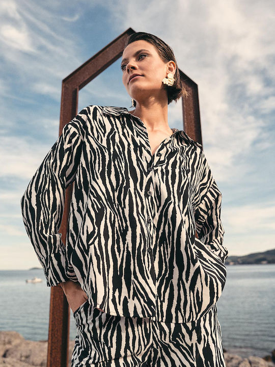 Satin Zebra Print Shirt
