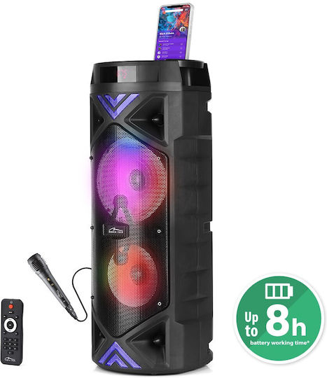 Media-Tech Karaoke Lautsprecher mit Kabelgebundenem Mikrofon und Lichteffekten Audio Bt Funbox Keg Pro Schwarz