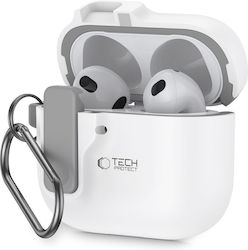 Tech-Protect Slim Hook Θήκη Σιλικόνης με Γάντζο σε Λευκό χρώμα για Apple AirPods 4