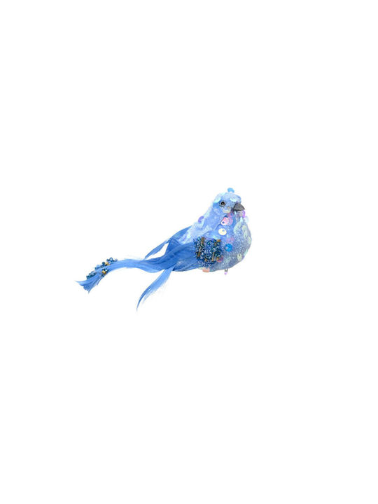 Hängendes Ornament Vogel Blau mit Pailletten 5x13cm