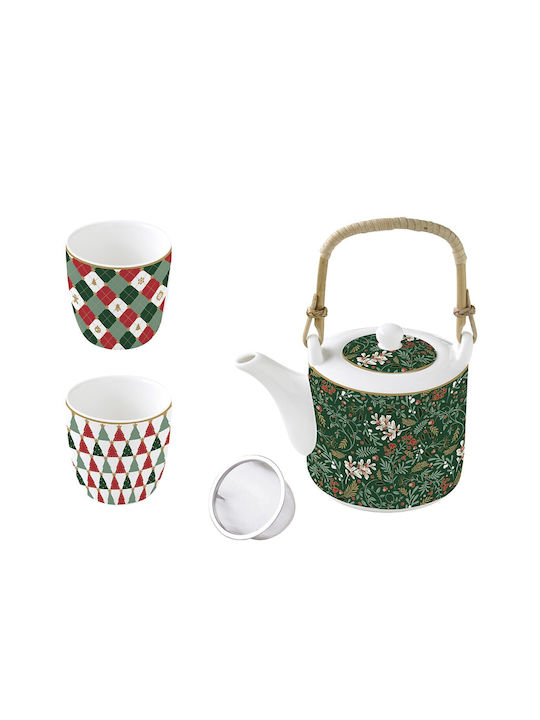 Easylife Ornament de masă de Crăciun Ceainic De porțelan Multicolor