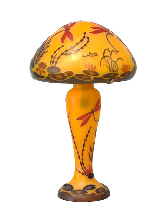 Sinialo Glass Table Lamp with Orange Shade and Base