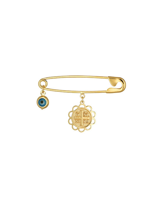 Child Safety Pin made of Gold Plated Silver with Constantinato for Girl
