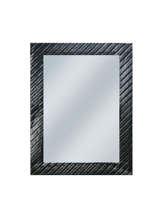 Marhome Oglindă de Perete cu Negru Ramă din Lemn 80x60cm 1buc