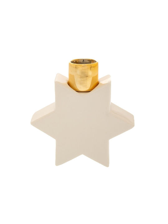 Iliadis Christmas Ceramic White Candlestick 12x12cm