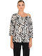 Women's Blouse Long Sleeve Animal Print Vanilla
