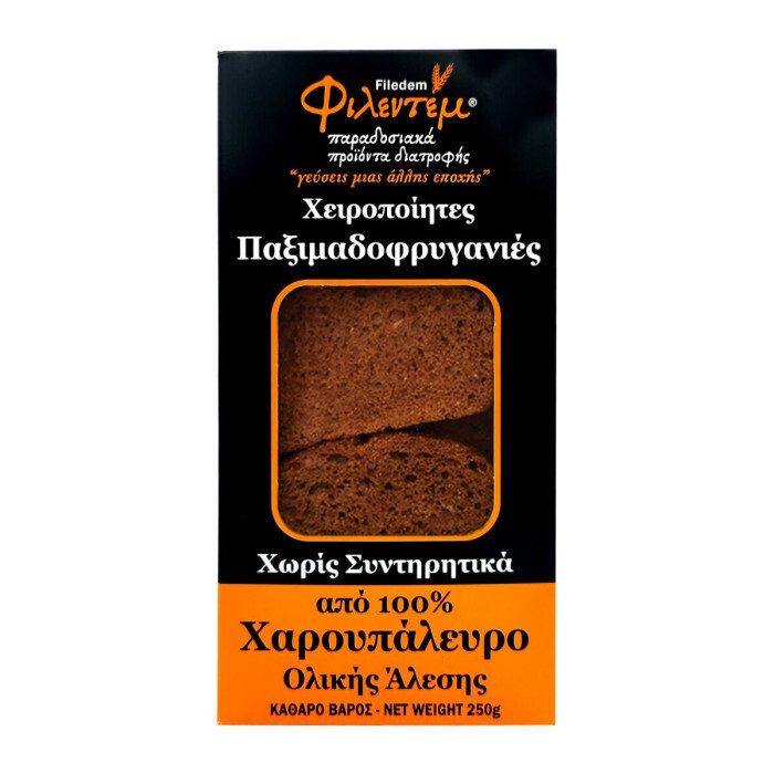 Διάφορα προϊόντα 72 Παξιμαδοφρυγανιές με χαρουπάλευρο ολικής Φιλεντέμ | 408 kcal / 100 γρ.