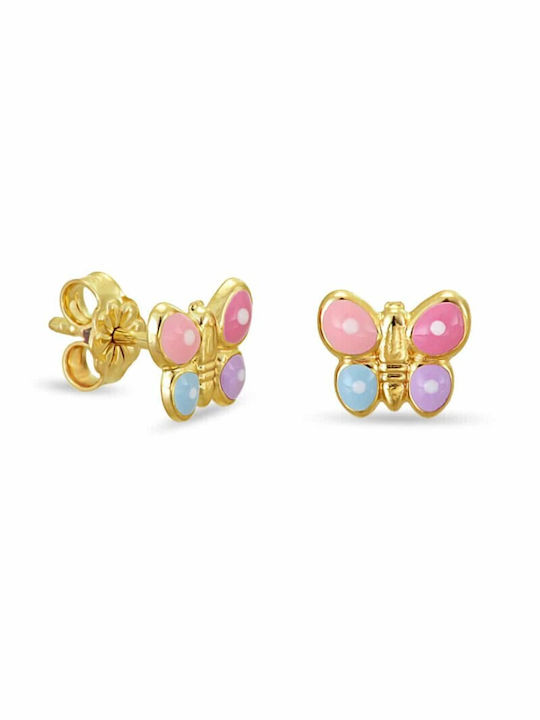 Atofio Kosmima Детски Обеци Studs Пеперуди от Злато 9K