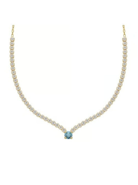 Victoria Cruz Necklace from Gold Plated Silver with Zircon