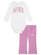 Nike Swoosh Spirit Set Babystrampler Langärmliges mit Hose Rosa 2Stück