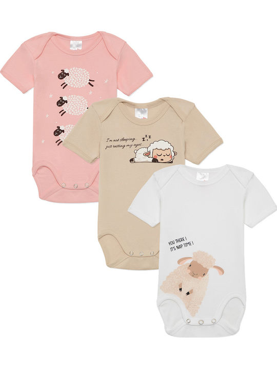 Minerva Sheeps Къс ръкав White/Beige/Pink 3бр