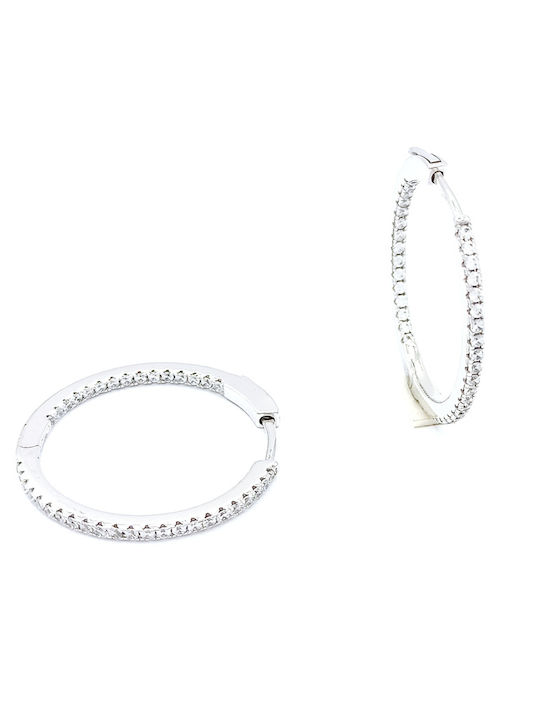 PS Silver Earrings Hoops made of Silver with Stones