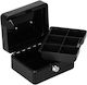 Money Box Safe Compartmentalized Key Metal 15x12x8cm Black