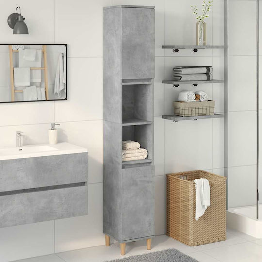vidaXL Wall Hung Cabinet Bathroom Column Cabinet L30xD30xH190cm Gray