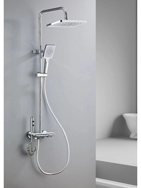Shower Column with Mixer Silver