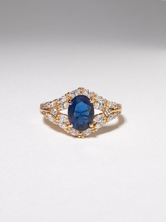 Chrysothemiss Femeie Inel cu Pietre din Oțel Placat cu aur