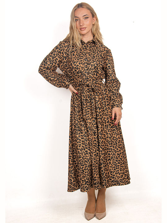 Suede Shirt Dress Leopard