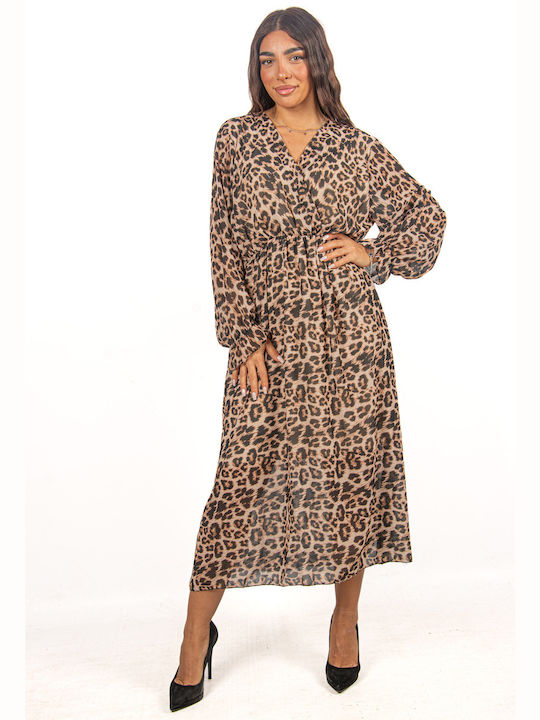 Leopard Wrap Chiffon Dress