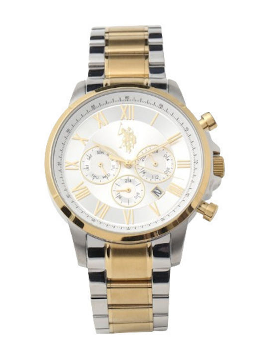 U.S. Polo Assn. Ανδρικό Ρολόι Μπαταρίας με Χρυσό Μεταλλικό Μπρασελέ