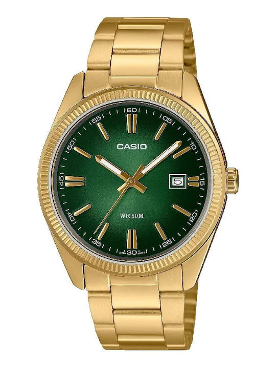 Casio Ανδρικό Ρολόι Μπαταρίας με Χρυσό Μεταλλικ...