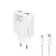 Dudao Charger GaN with USB-A Port and USB-C Port and Cable USB-C - Lightning 30W Power Delivery / Quick Charge 3.0 Whites