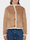 Caylin Women's Short Lifestyle Suede Jacket Double Sided for Winter Brown