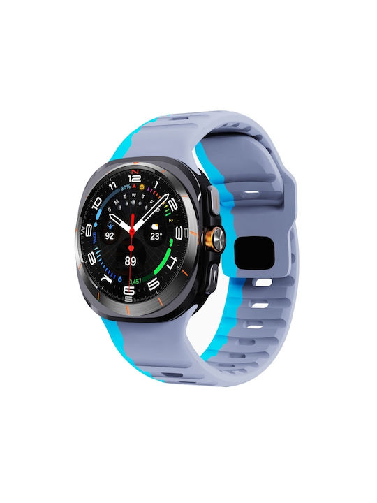 Curea din silicon cu textură de val pentru Samsung Galaxy Watch Ultra 47mm, cataramă inversă, gri albastru