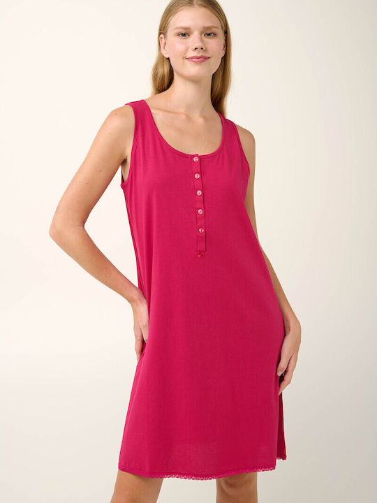 Vamp Χειμερινό Βαμβακερό Γυναικείο Νυχτικό Fuchsia berry