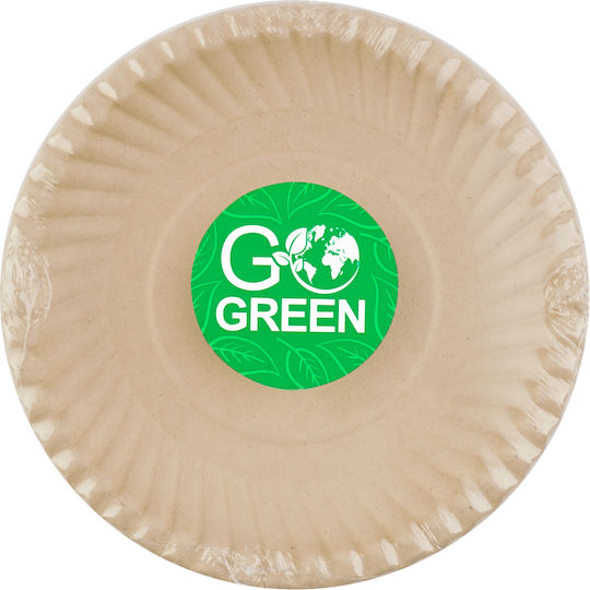 Farfurii Compostabile din Trestie de Zahăr Model Go Green Ø23cm 10 Buc 0.15kg