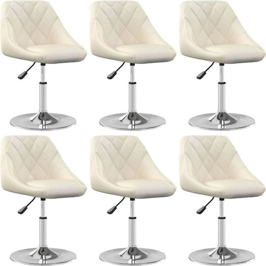 Bar Stools with Backrest & Adjustable Height Cream 6 pcs 46x44x62.5-77.5 cm